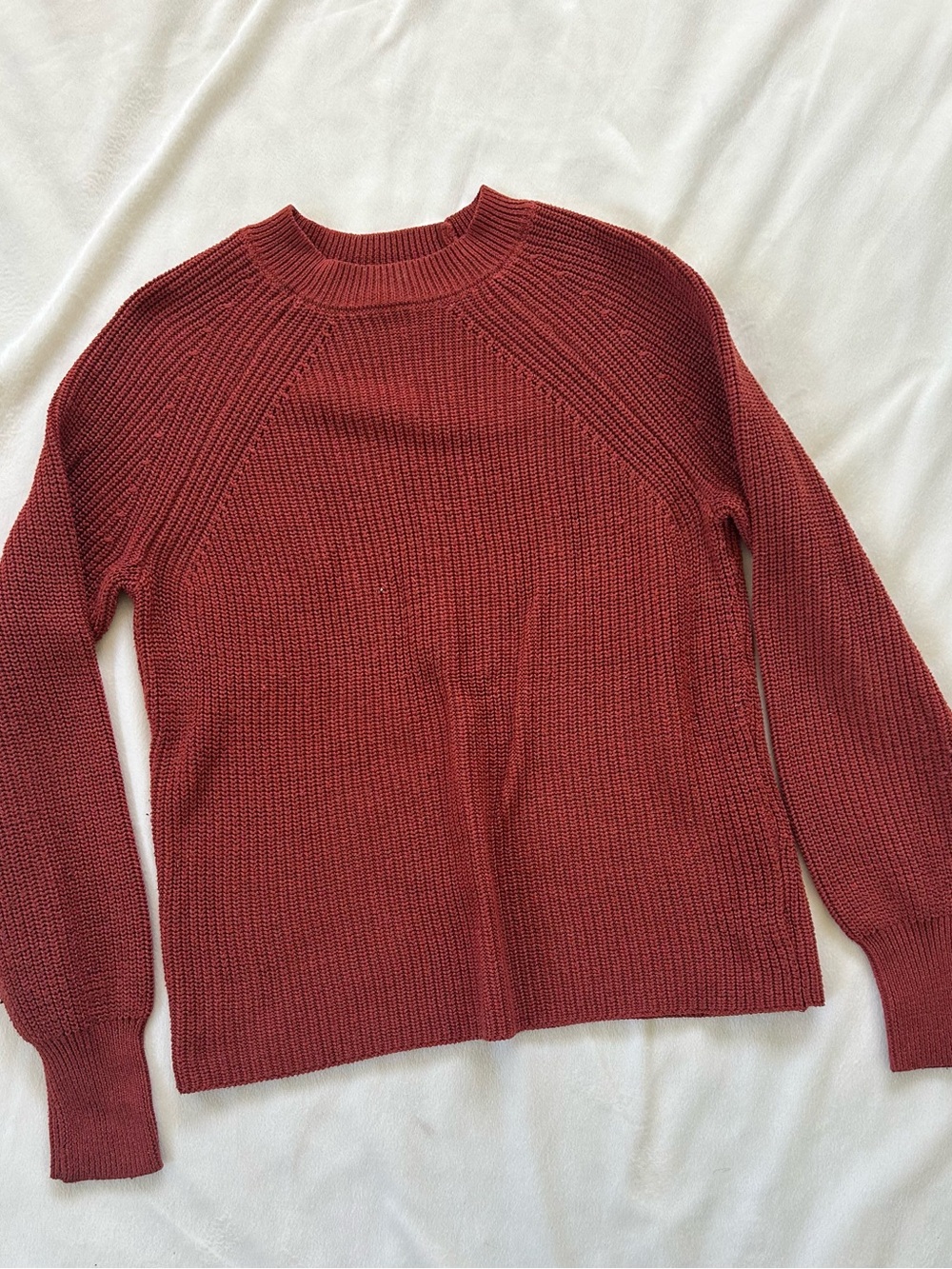 Jessica Simpson Rib-Knit Long Sleeve Sweater in Brick Red